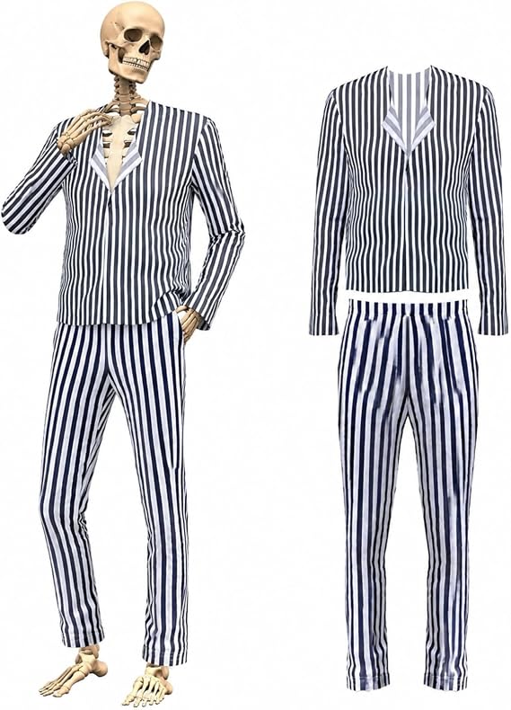 Soulchen 2 Pcs 12 ft Skeleton Costume Set Halloween Suit Outfit - skeleton