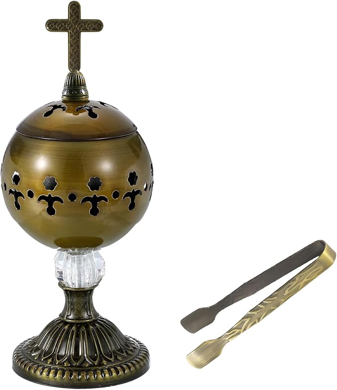 Traditional Incense Burner – Bronze Charcoal Censer with Clip – Aromatherapy Resin Holder for Church, Meditation, Yoga, and Home - skull incense burner