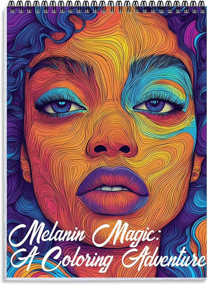 Black Girl Coloring Book for Adults, 24 Spiral-Bound & Single-Sided Pages - sugar skull book