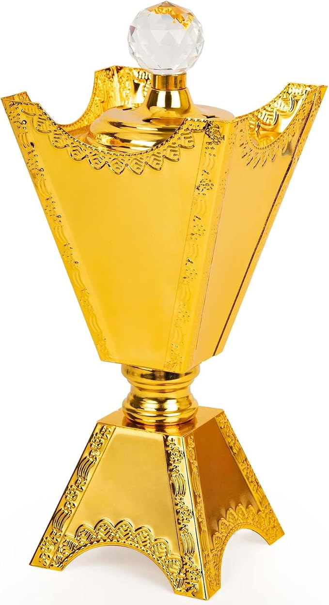 Large Gold Incense Burner Holder, Bakhoor Frankincense Charcoal Censer Resin Stand, Ideal for Aromatherapy Yoga Spa, Home Christian Church Decor 9.43" (Gold Burner) - skull incense burner