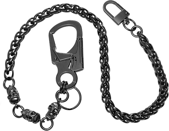 Ahiller Skull Pants Chain for Men, Punk Anti-Theft Biker Key Wallet Chain - skull wallet