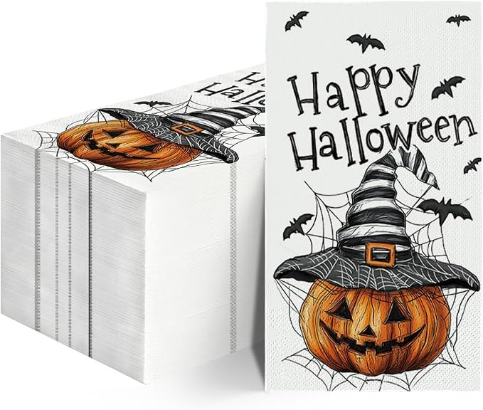 Horaldaily 100Pcs Halloween Paper Napkins, Pumpkin Devil - skull toilet paper