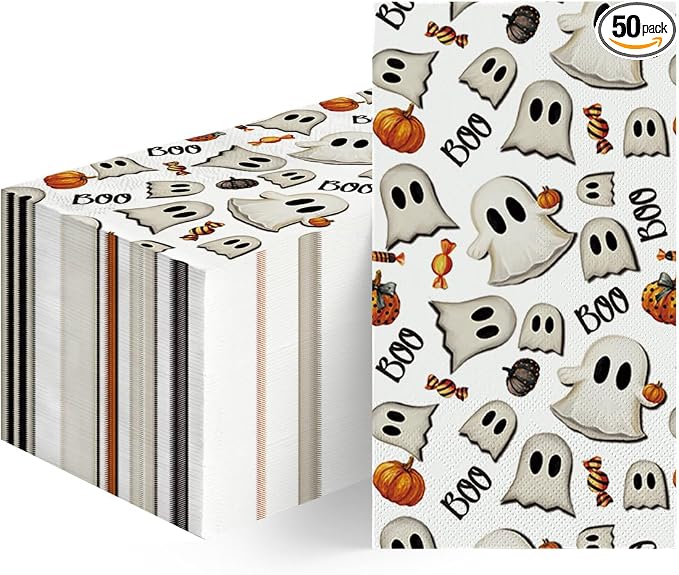 Horaldaily 50Pcs Halloween Paper Napkins, Horror Pumpkin Ghost - skull toilet paper