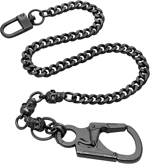 Ahiller Skull Pants Chain for Men, Punk Anti-Theft Biker Key Wallet Chain - skull wallet
