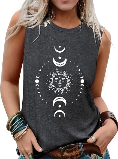 Womens Tank Tops Summer Sleeveless Tank Top Beach Vacation Tops Loose Running Athletic T-Shirt - skull tank tops