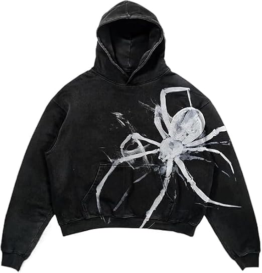 Unisex Cropped Y2K Halloween Spider Graphic Hoodie Gothic Streetwear - skull tank tops