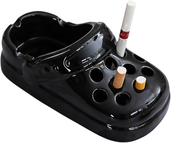 Perforated Shoe Ceramic Cigarette Ashtray ，Ceramic Desktop Ash Holder 4.5 Inch Cute Ashtray for Smokers,Smoking Ash Tray for Home Office Decoration - skull ashtray