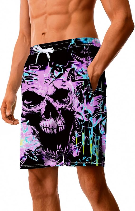 Men's Graphic Shorts Drawstring Waist Beach Hawaiian Athletic Workout Elastic Lightweight Summer Casual Shorts with Pocket - string light
