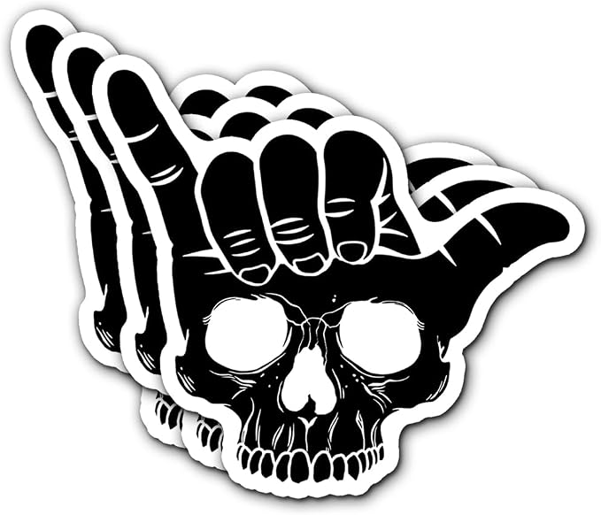 Funny Skeleton Shaka Sticker 3Pcs Sarcastic Funny Skull Sticker Vinyl Waterproof Decals for Notebook, Tumbler, Laptop and Water Bottle (Shaka Skull) - skull sticker