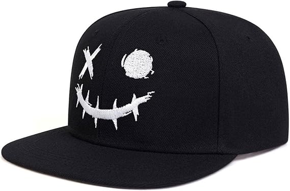 Embroidery Hip Hop Baseball Cap,Flat Brim Streetwear Unisex Adjustable Snapback Hat for Men Women,Street Style - skull hat