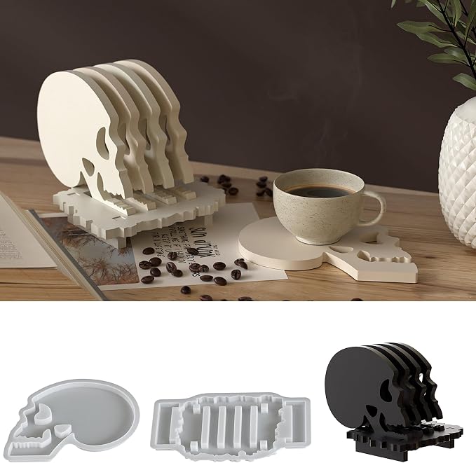 Skull Coaster Molds Spiral Wave Pillar Rotate Candle & Resin Mold - Resin Casting Silicone Molds for Home Decor & Candle Making Wave Spiral Mold - skull ashtray