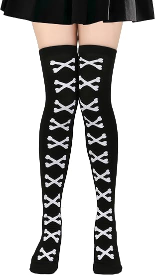 Halloween Thigh High Socks Spider Bat Over The Knee Stockings Spooky Cosplay Festival High Socks - sugar skull costume