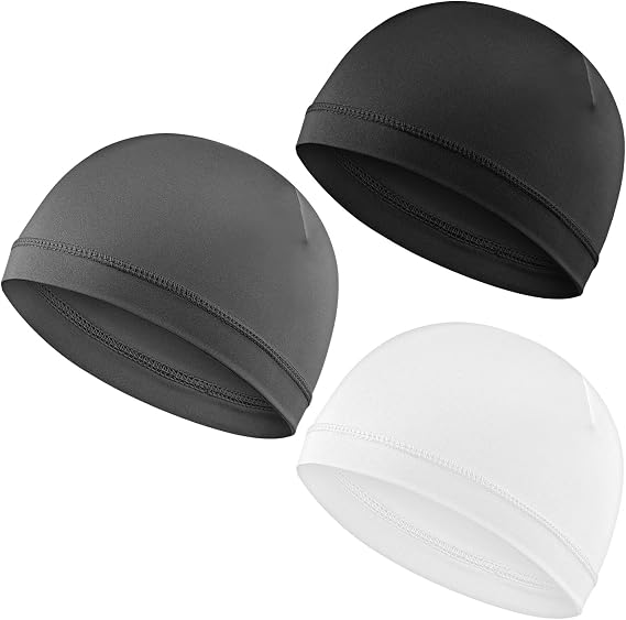 WY LIGHTING LEVEL 3Pcs Skull Caps Soft Lightweight Beanie Hats Moisture Wicking Stretchy Breathable Helmet Liner for Men - skull helmet