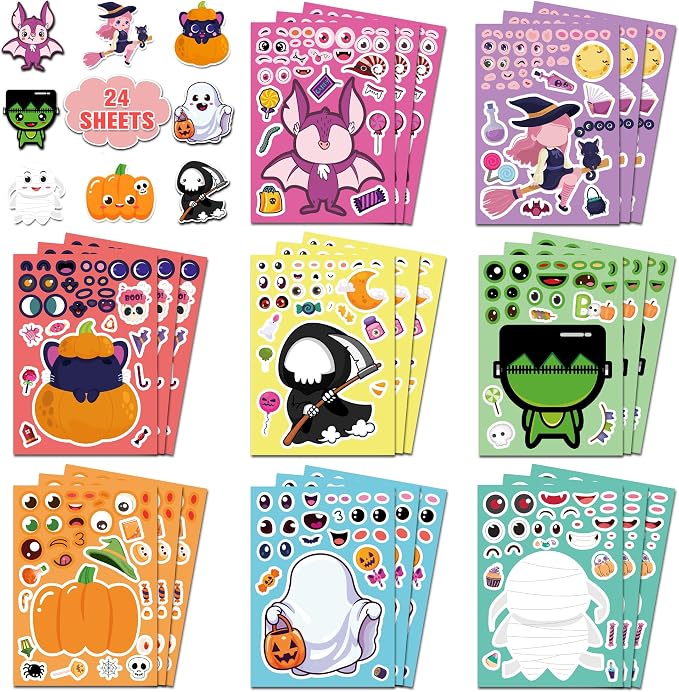 Halloween Party Favors,Halloween Stickers,DIY Crafts Stickers for Kids - skull sticker