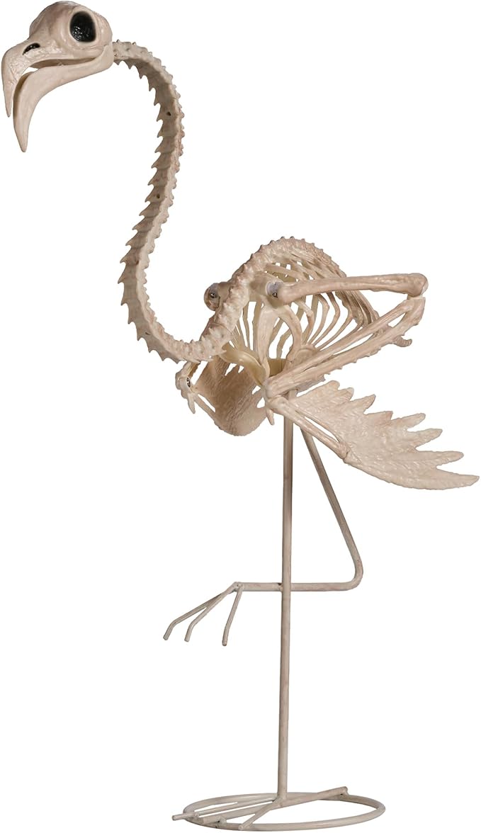 JOYIN Flamingo Skeleton Halloween Decorations 27.6 Inch Tall Spooky Flamingo Posable Animal Skeleton with Movable Joints for Halloween Indoor Outdoor Yard Garden Lawn Patio Prop Decor - skull inflatable