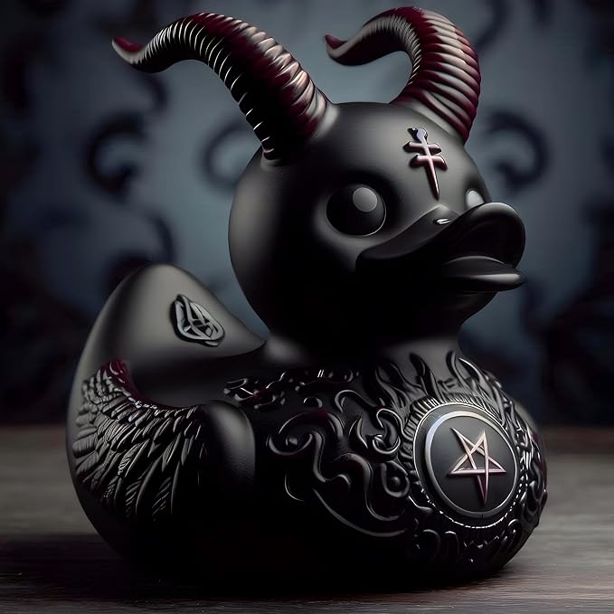 Duck Goth Decor Satanic – Gothic Resin Duck Statue for Halloween Car Accessories, Punk Rock Collectibles, Unique Collectible Gifts, Dark Satanic Gifts & Desk Ornaments