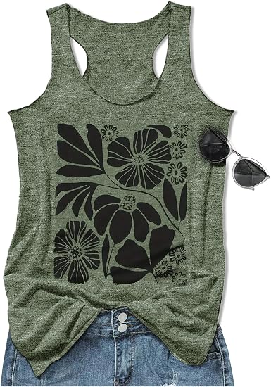 Boho Floral Racerback Tank Tops for Women American Flag Shirt Summer Sleeveless Graphic Tanks Vest Cute Mama Tank Cami - skull tank tops