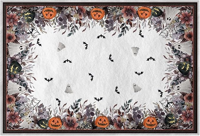 Artoid Mode Pumpkins Floral Ghost Halloween Door Mat 2×3 Feet