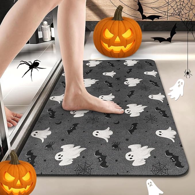 Arttown Bath Mat 17x30 Inches Spider Ghost - skull toilet mat