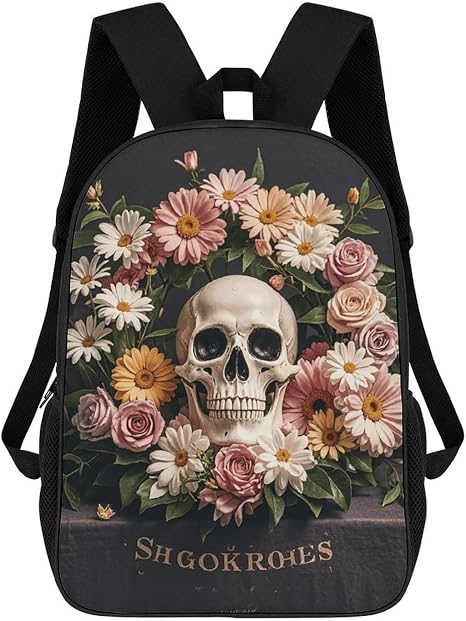 Bonsai Tree Sugar Skull Lightweight Backpack Casual Carry On Laptop Backpack,Hiking Bag for Camping Sports Work - skull backpack