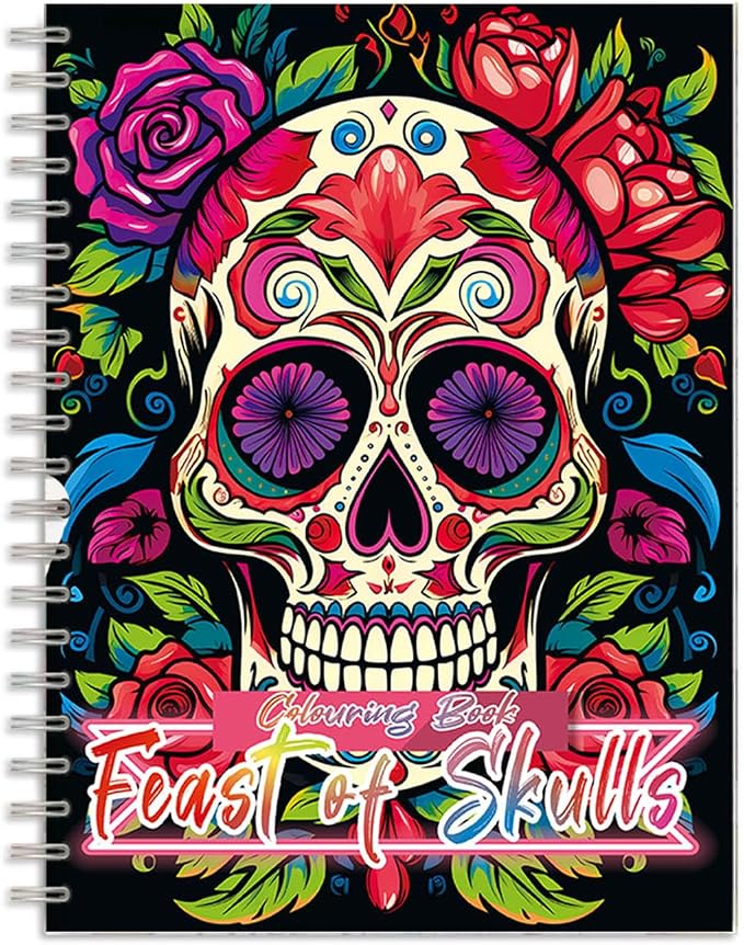 Tlenpo Sugar Skull Coloring Book for Adults, 50 Single-Sided Skull Page - sugar skull book