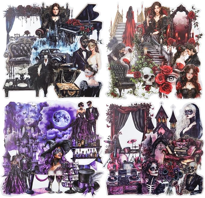 100 Pcs Victorian Gothic Stickers for Scrapbooking - skull sticker