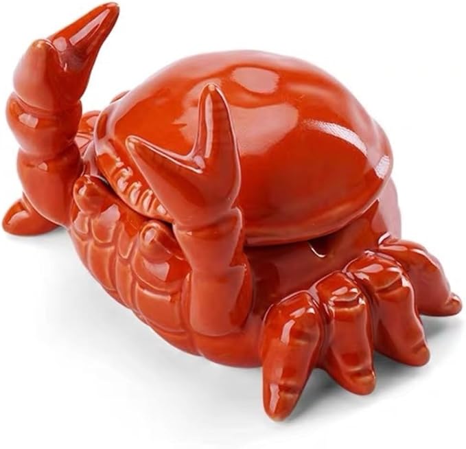 Crab Ashtray with Lid for Cigarette Ceramic Red Windproof Ash Tray for Home Office Tabletop Outside Patio Outdoor - skull ashtray