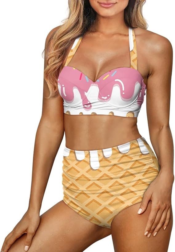 INSTANTARTS Swimwear for Women 2 Piece Bikini Set Swimsuit Beachwear - skull swimsuit