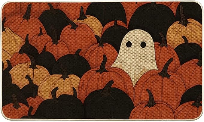Artoid Mode Ghost Pumpkin Halloween Doormat 17x29 Inch - skull carpet