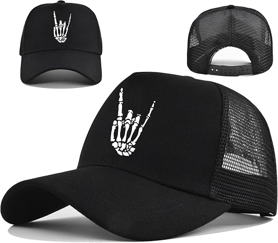 Baseball Hats Snapback Hats for Men hat Flat Bill Brim Adjustable Snap Skeleton Hip Hop Cap - skull hat