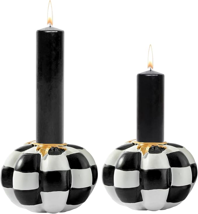 WDS WONDROUS Pumpkin Candle Holders, Pumpkins Candlestick Holders for Table - skull candle