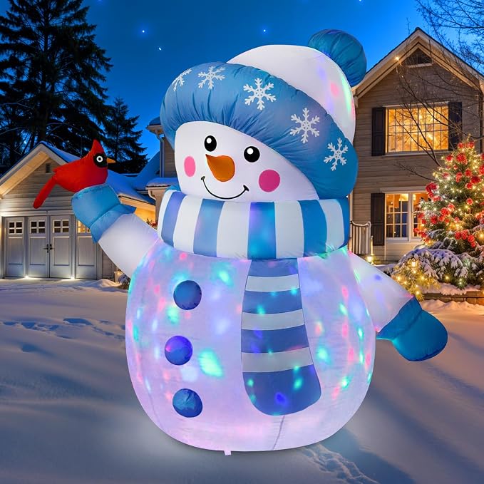 OurWarm 5FT Christmas Inflatable Outdoor Decoration, Inflatable Snowman Outdoor Christmas Blow up Yard Decorations with Colorful Lights and Cardinal, Outdoor Christmas Inflatables for Lawn Xmas Decor - skull inflatable
