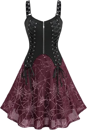 Gothic Rose Flower Mesh Flocking Applique Layered Adjustable Shoulder Strap A Line Cami Dress - sugar skull dress