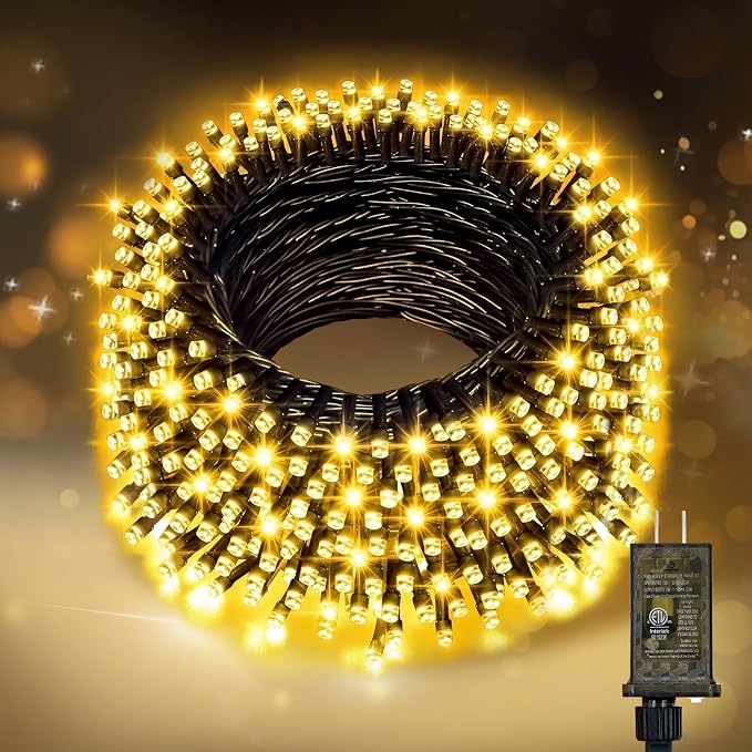 Nisocy LED Christmas Connectable String Lights Outdoor Waterproof – Warm White Fairy Lights with Plug, Tree Lights for Patio, Garden, Bedroom, Wedding, Party, Decor (66FT) - string light