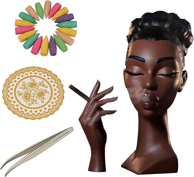 Head Incense Burner Black Woman, Black Women Incense Holder - skull incense burner