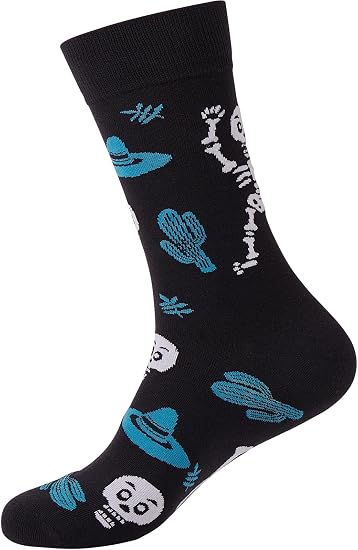 Funny Socks for Men, Crew Novelty Socks - sugar skull costume