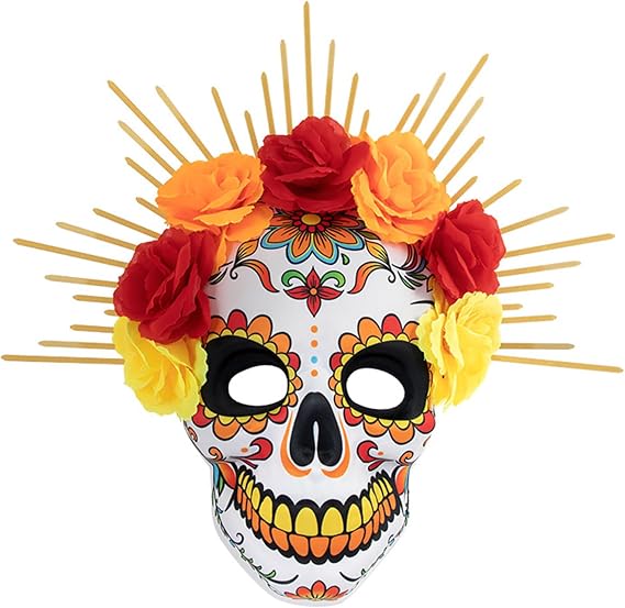 KIPETTO Mardi Gras Mask Venetian Party Mask Sugar Skull Masquerade Masks for Halloween Cosplay Mexican Masquerade Party - sugar skull costume