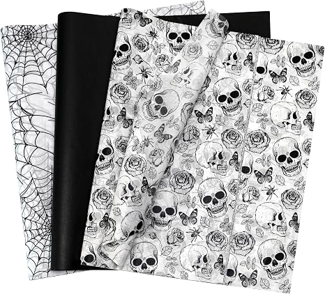 Bobobag 120 sheets Halloween Tissue Paper for Gift Bags,14"X20" Gothic Tissue Paper Skull Spider Spooky Designs for Halloween Art Deco. - skull toilet paper