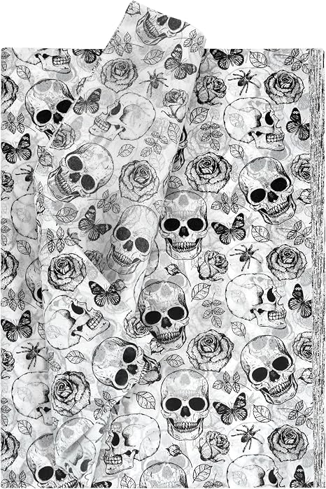 Bobobag 100 sheets Halloween Tissue Paper for Gift Bags,14"X20" Tissue Paper Skull &Rose Various Designs for Halloween Art Deco. - skull toilet paper