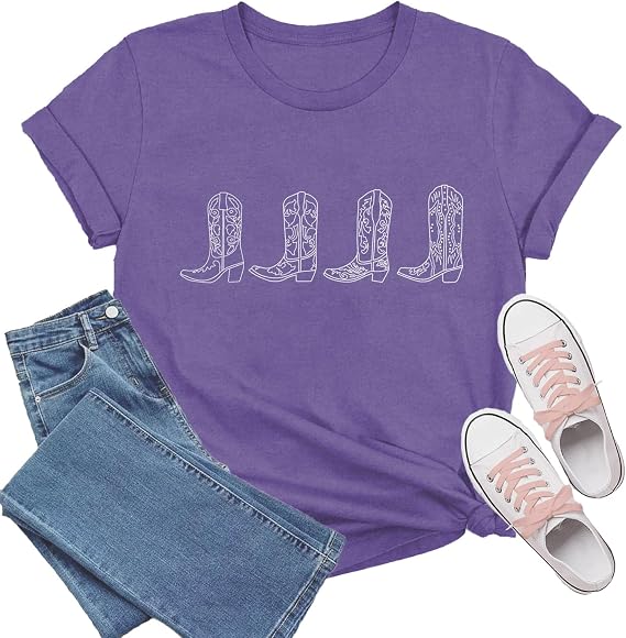 Western Shirts for Women Retro Country T-Shirt Cowgirl Tee Tops - skull tshirt