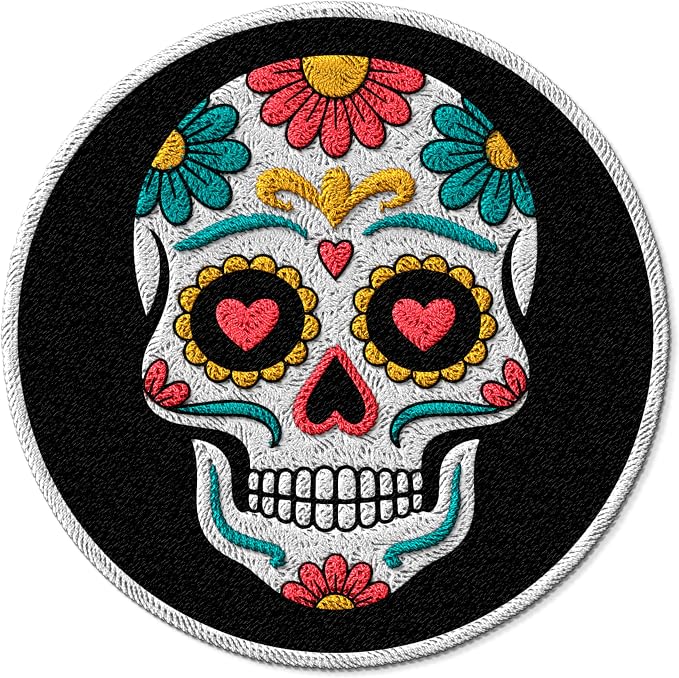 Sugar Skull Iron on Patch Embroidered - skull sticker