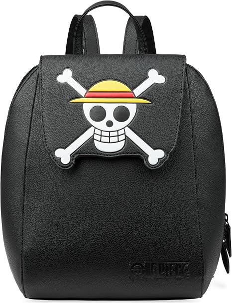 Get Trend One Piece Backpack for Women, Teens, Mini PU Leather Daypack with Adjustable Straps, Anime Travel Bag for School, Work, Gifts for Women (Black One Piece) - skull backpack