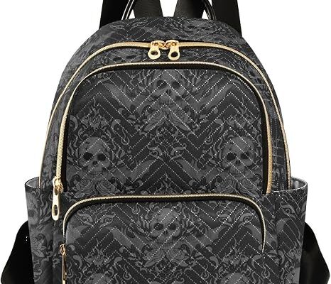 Goths Skull Quilted Backpack Purse for Women Fashion Small Backpack S