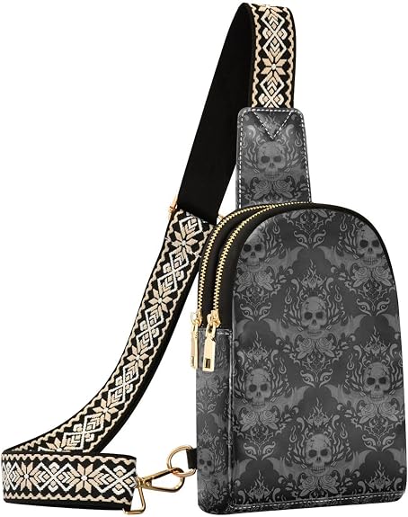 Crossbody Sling Bag for Women Leather Shoulder Chest Bag - sugar skull handbags for sale