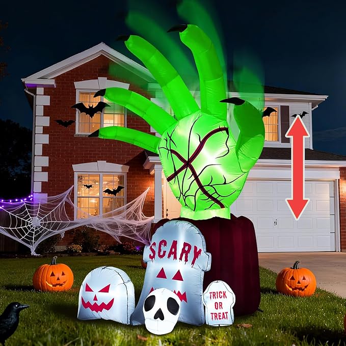 Garma 8.6 FT Halloween Inflatables Decirations Outdoor Animated Zombie Hand - skull inflatable