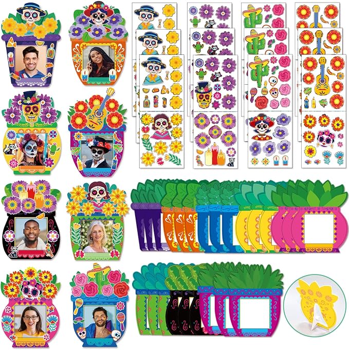Day Of The Dead Decorations - Day Of The Dead DIY Paper Photo Frames Set - skull plate