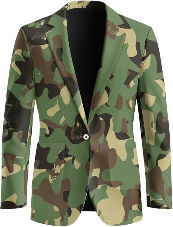 Men's Casual Blazer Sport Coats Lightweight One Button Suit Jacket for Travel Business S-5XL - skull jacket