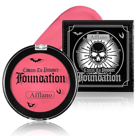 Pink Face Body Paint Cream to Powder Foundation Makeup, Pro Multi-Use Face Painting & Cream Blush for Pink Halloween FX Makeup, Non Toxic Washable Long Last Facepaint for Skull, Goth, Parties, Cosplay - sugar skull makeup
