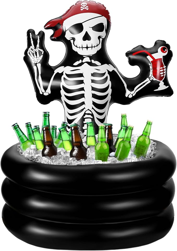 Bencailor Halloween Skeleton Inflatable Cooler Pirate Party Decoration - skull inflatable