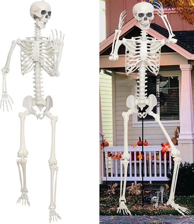 Lodou 1PC 7.9ft/240cm Halloween Giant Skeleton Full Body Realistic Human Bones with Adjustable Joints for Indoor Outdoor Halloween Decor - skeleton